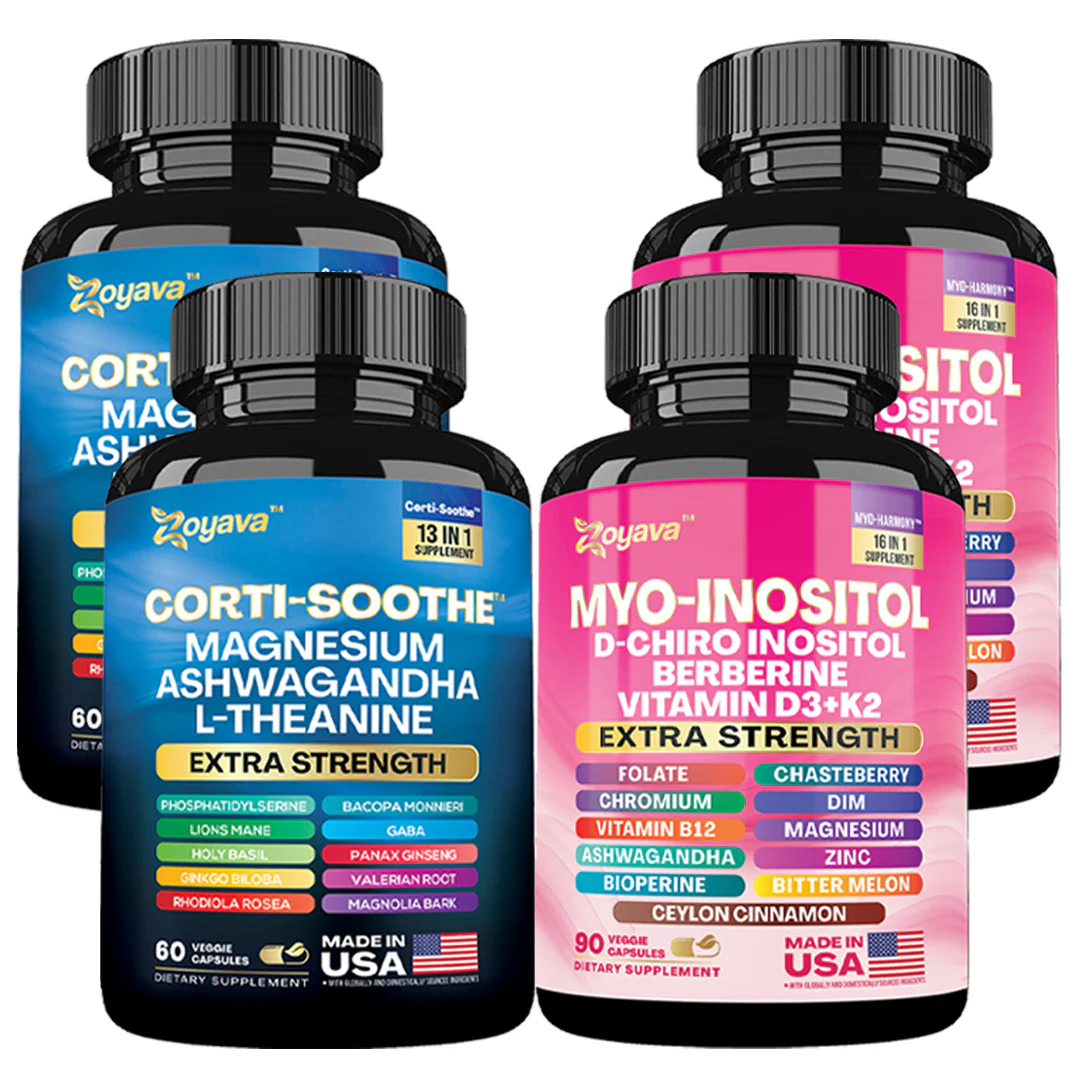 Zoyava Soothe and Smooth BundleCortisol 60 and Myo-Inositol 90Capsules Supplement Bundle