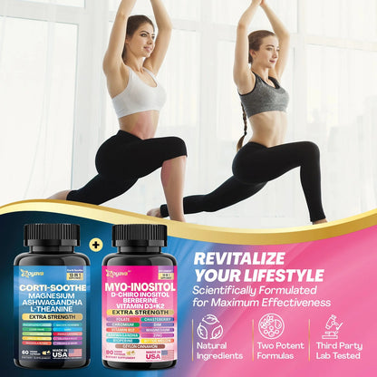 Zoyava Soothe and Smooth BundleCortisol 60 and Myo-Inositol 90Capsules Supplement Bundle